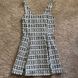 Divided Black and White Pleated A-Line Sundress